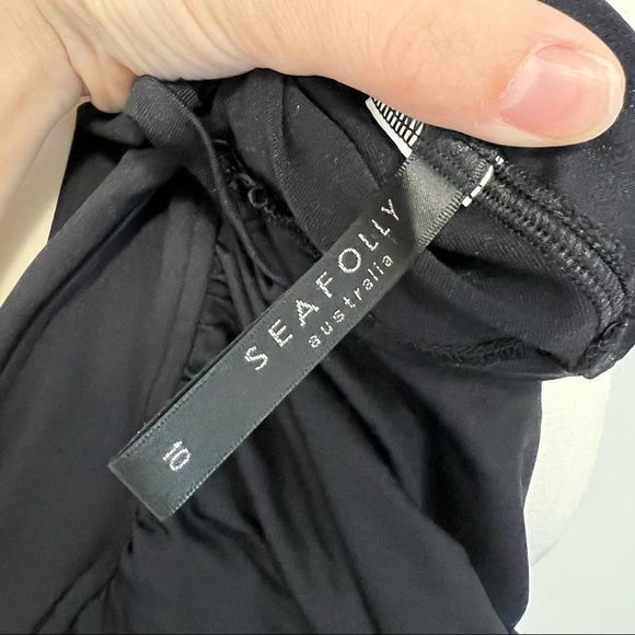 Seafolly Australia Goddess Twist Bandeaux Ruched  Tankini Bathing Suit Top Black - Picture 14 of 15